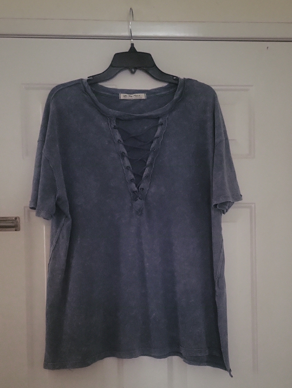 We The Free First Love Lace-Up Tee Tunic Blue Large